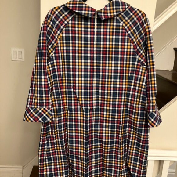 Checked A-Line Dress With Red Buttons - Picture 7 of 8